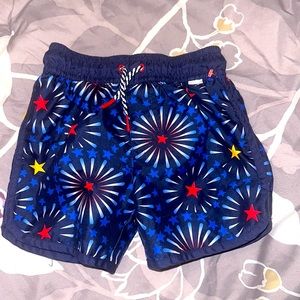 Little boys size 2T- swim trunks- 4th of July - fireworks